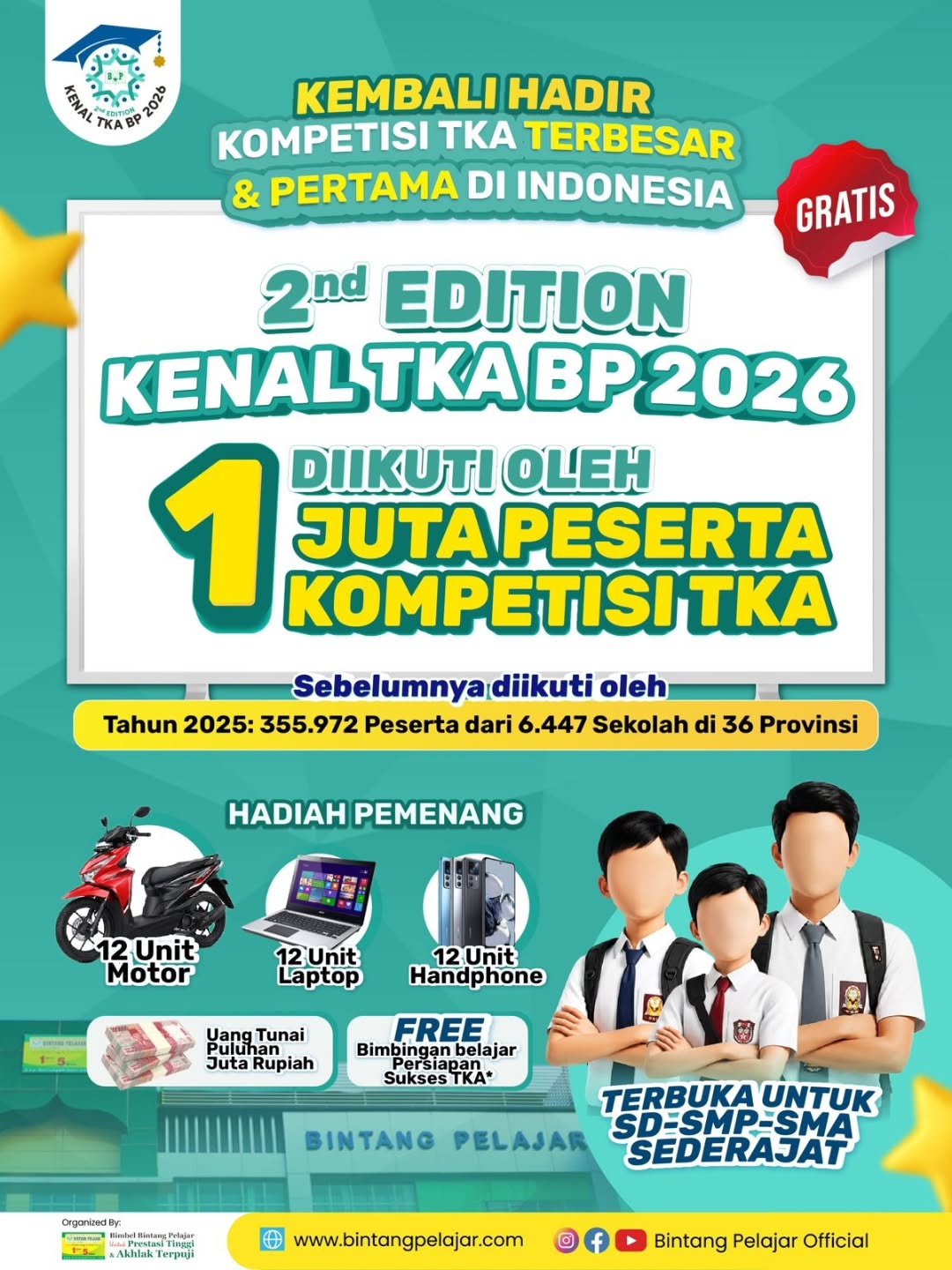 Pengumuman Kompetisi KENAL TKA Bintang Pelajar bagi Murid Kelas VI Pengumuman Kompetisi KENAL TKA Bintang Pelajar bagi Murid Kelas VI